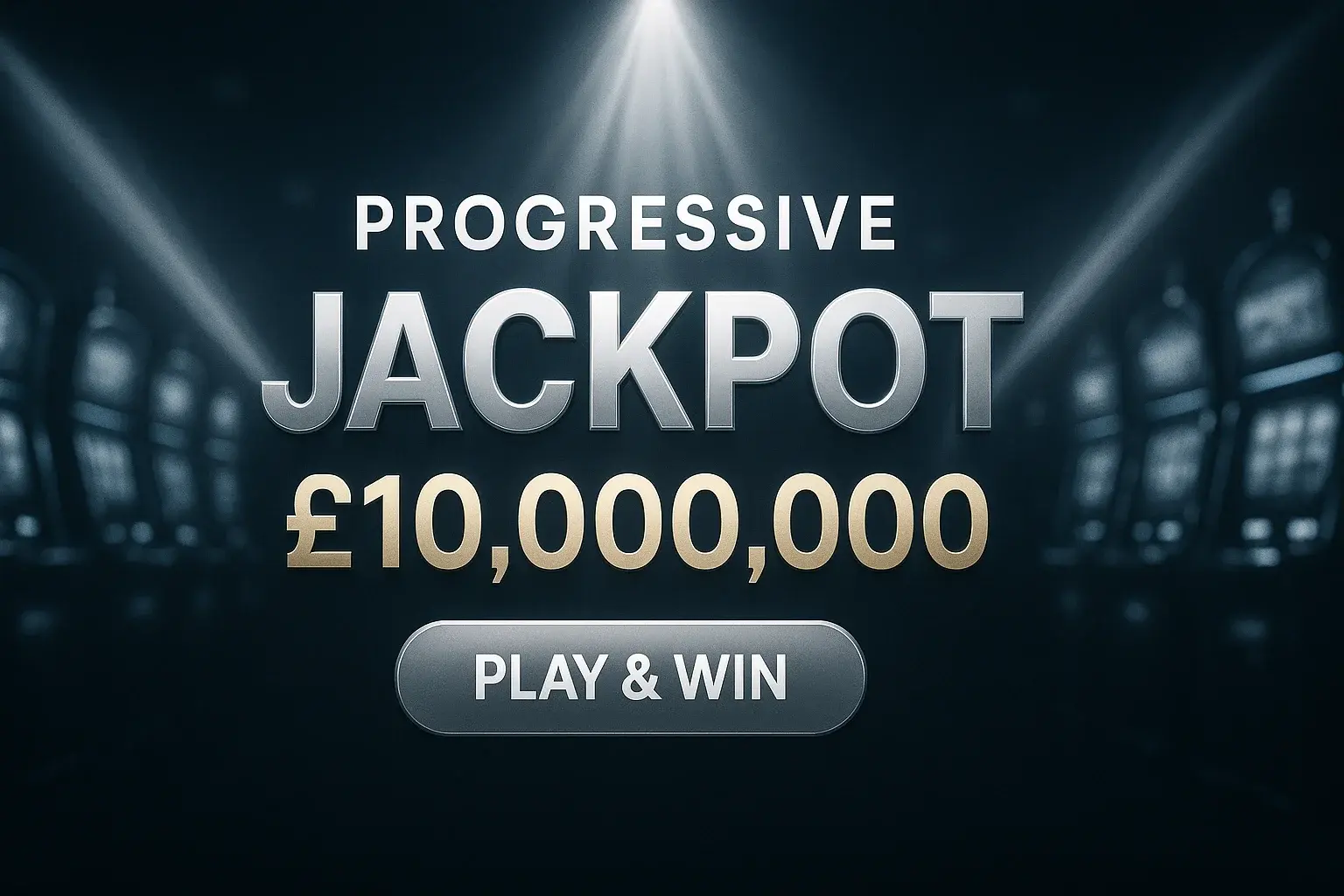 Photorealistic progressive jackpot casino banner with £10,000,000 and play button